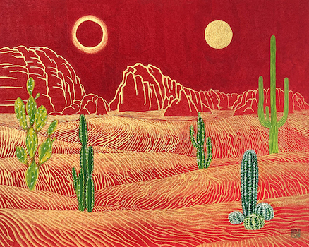 Sun, Moon and Cactus-4 2022 16x20