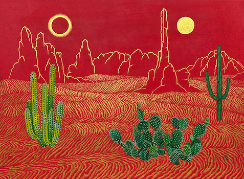Sun, Moon and Cactus-10 2024 22x30
