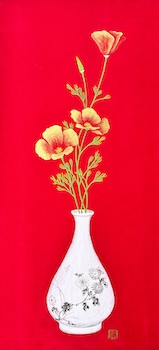 California Poppy in a vase-2 22x10