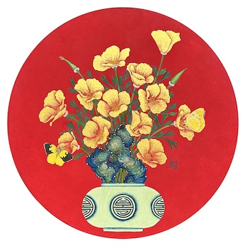 California poppy in a vase